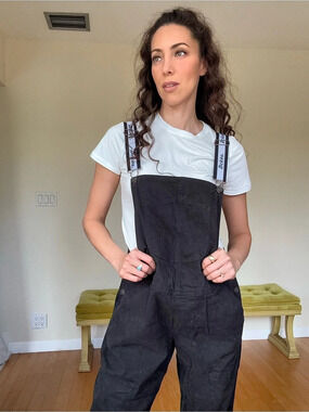 Dickies Logo Strap Bib Overalls Black Bib Overalls Size Large